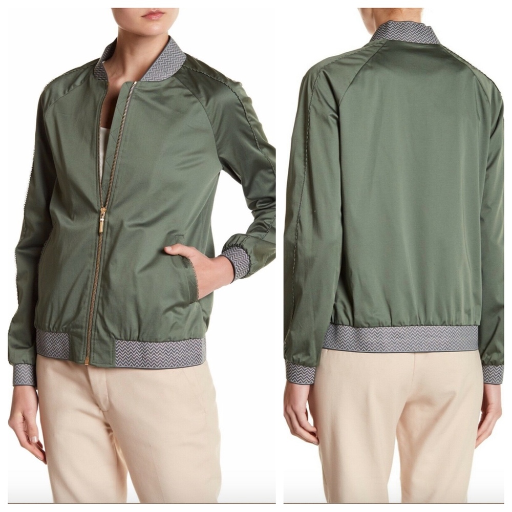NEW $329 Ted Baker London Calda Trim Bomber Jacket